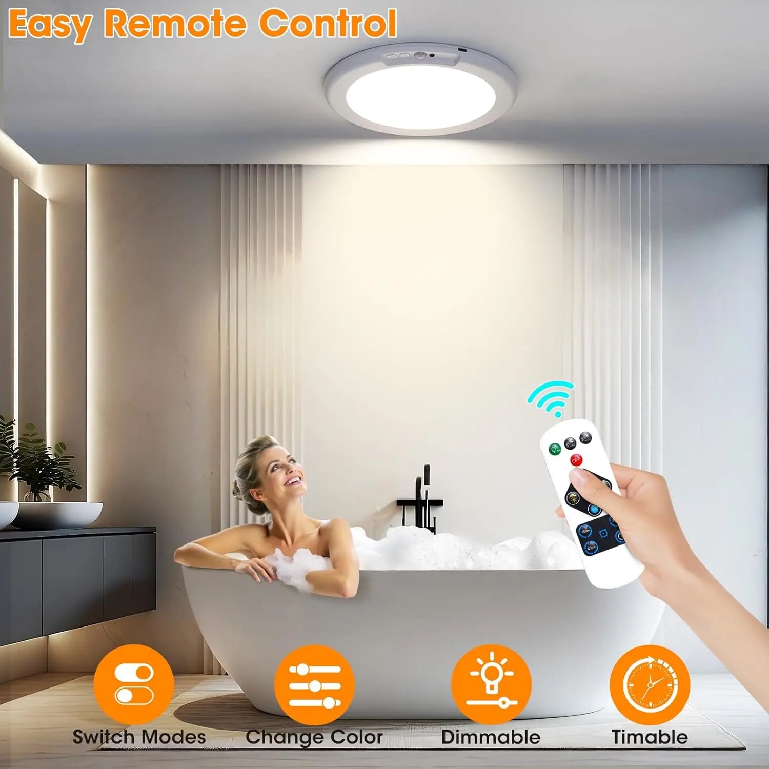 Rechargeable Motion Sensor Ceiling Light with Remote – Wireless & Magnetic