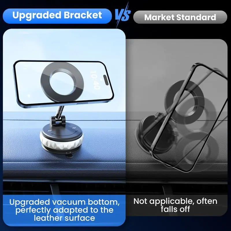 360° Foldable Magnetic Phone Mount – Strong Vacuum Grip for Car & Home Use