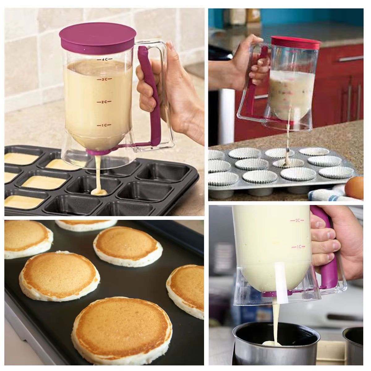 Batter Dispenser Hand-Held  for Pancake, Cupcakes, and Waffle Batter 