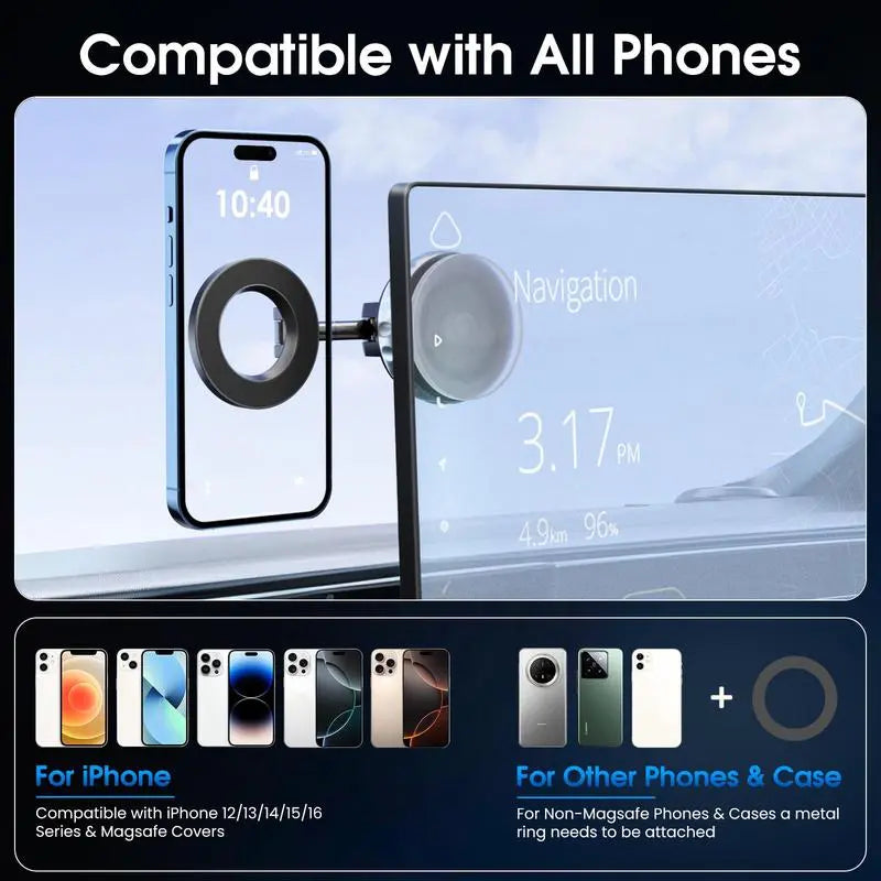 360° Foldable Magnetic Phone Mount – Strong Vacuum Grip for Car & Home Use