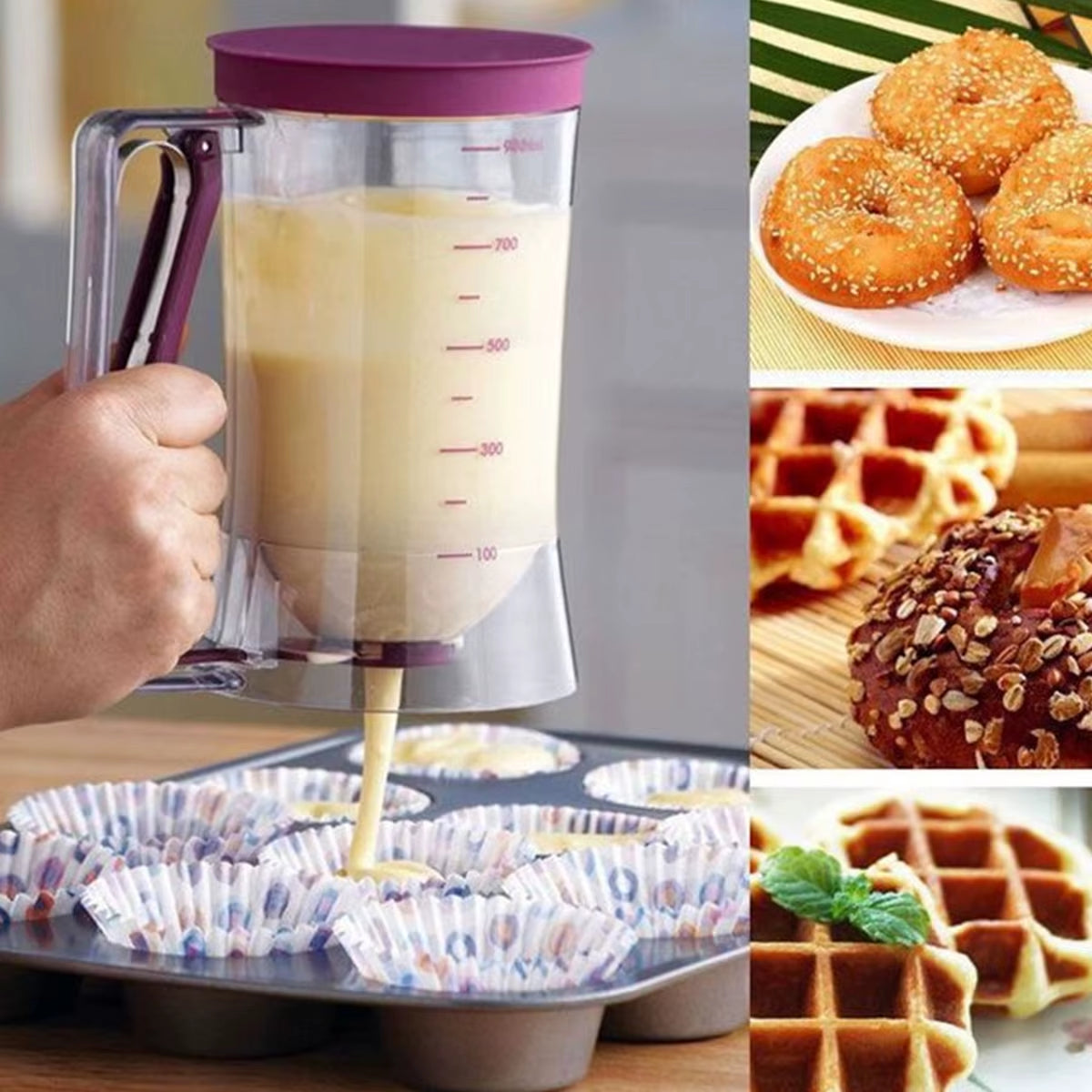 Batter Dispenser Hand-Held  for Pancake, Cupcakes, and Waffle Batter 
