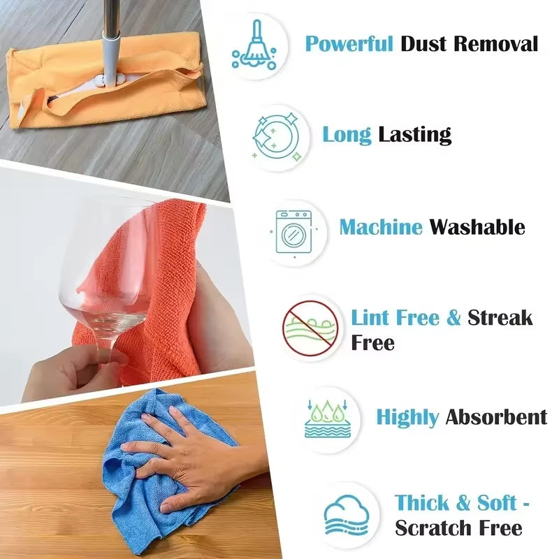 ✨ Everyday Mess, Meet Your Match Ultra-Absorbent Microfiber Cleaning Cloths (5–50 Pack)