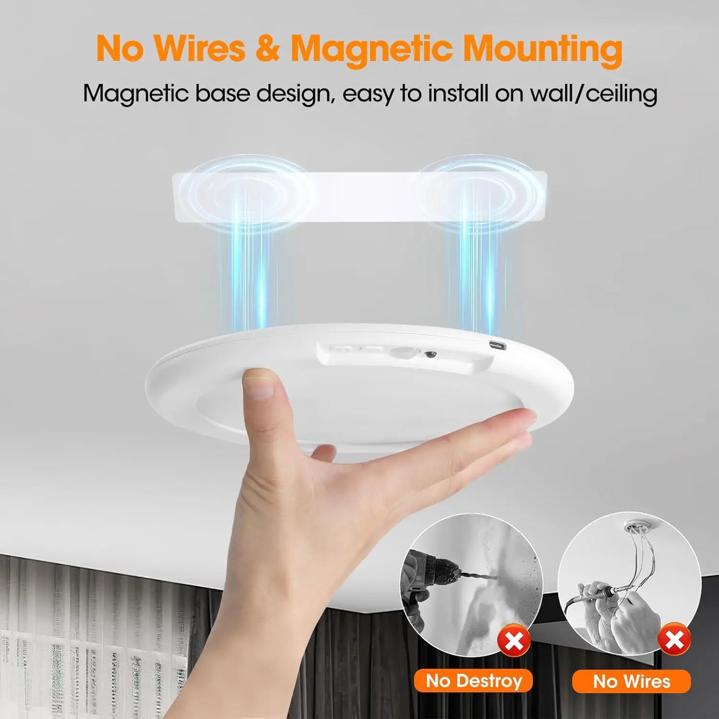 Rechargeable Motion Sensor Ceiling Light with Remote – Wireless & Magnetic