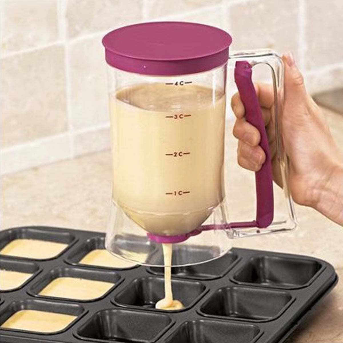Batter Dispenser Hand-Held  for Pancake, Cupcakes, and Waffle Batter 