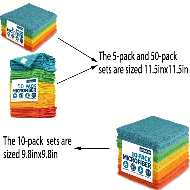 ✨ Everyday Mess, Meet Your Match Ultra-Absorbent Microfiber Cleaning Cloths (5–50 Pack)