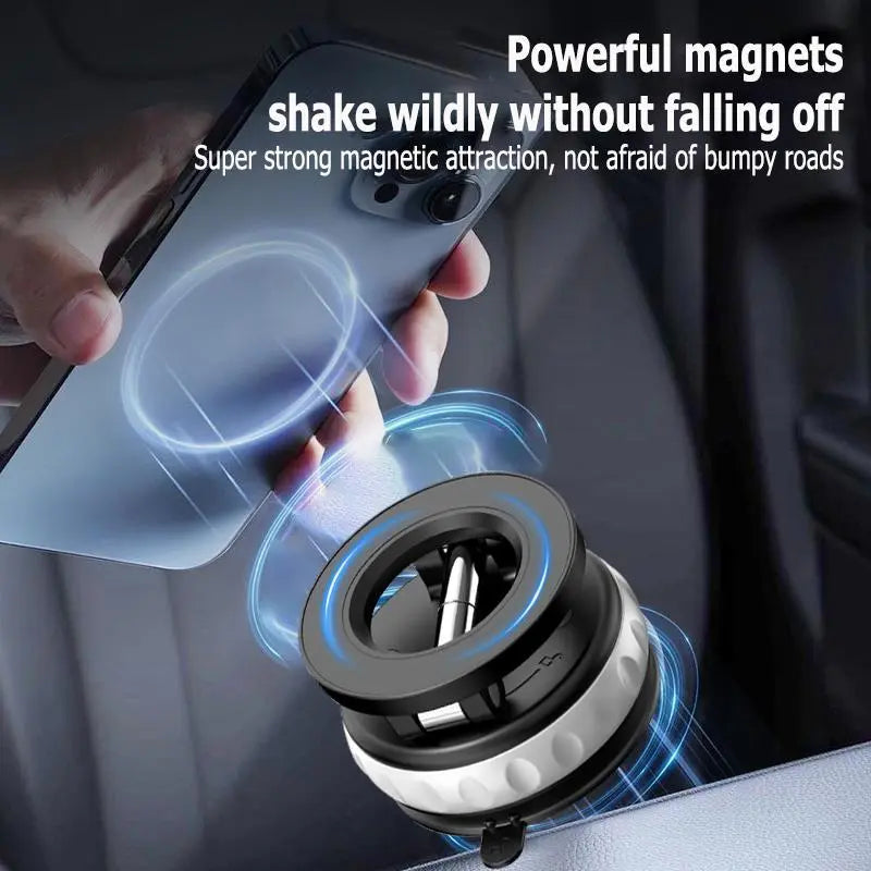 360° Foldable Magnetic Phone Mount – Strong Vacuum Grip for Car & Home Use