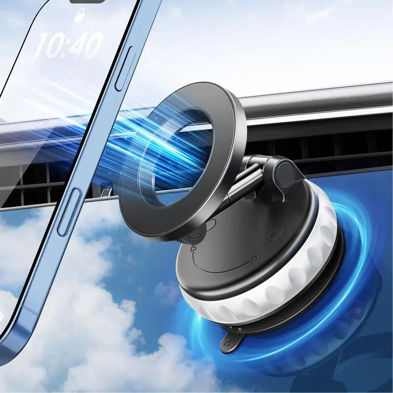 360° Foldable Magnetic Phone Mount – Strong Vacuum Grip for Car & Home Use
