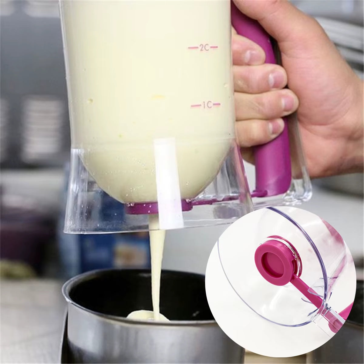 Batter Dispenser Hand-Held  for Pancake, Cupcakes, and Waffle Batter 